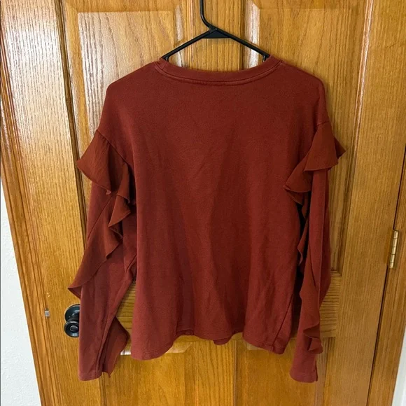 Wild Fable Rust Ruffled Sweatshirt - Picture 3 of 3